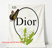 Dior Lily of the Valley Butterfly Flannel Sofa Throw Blanket D375